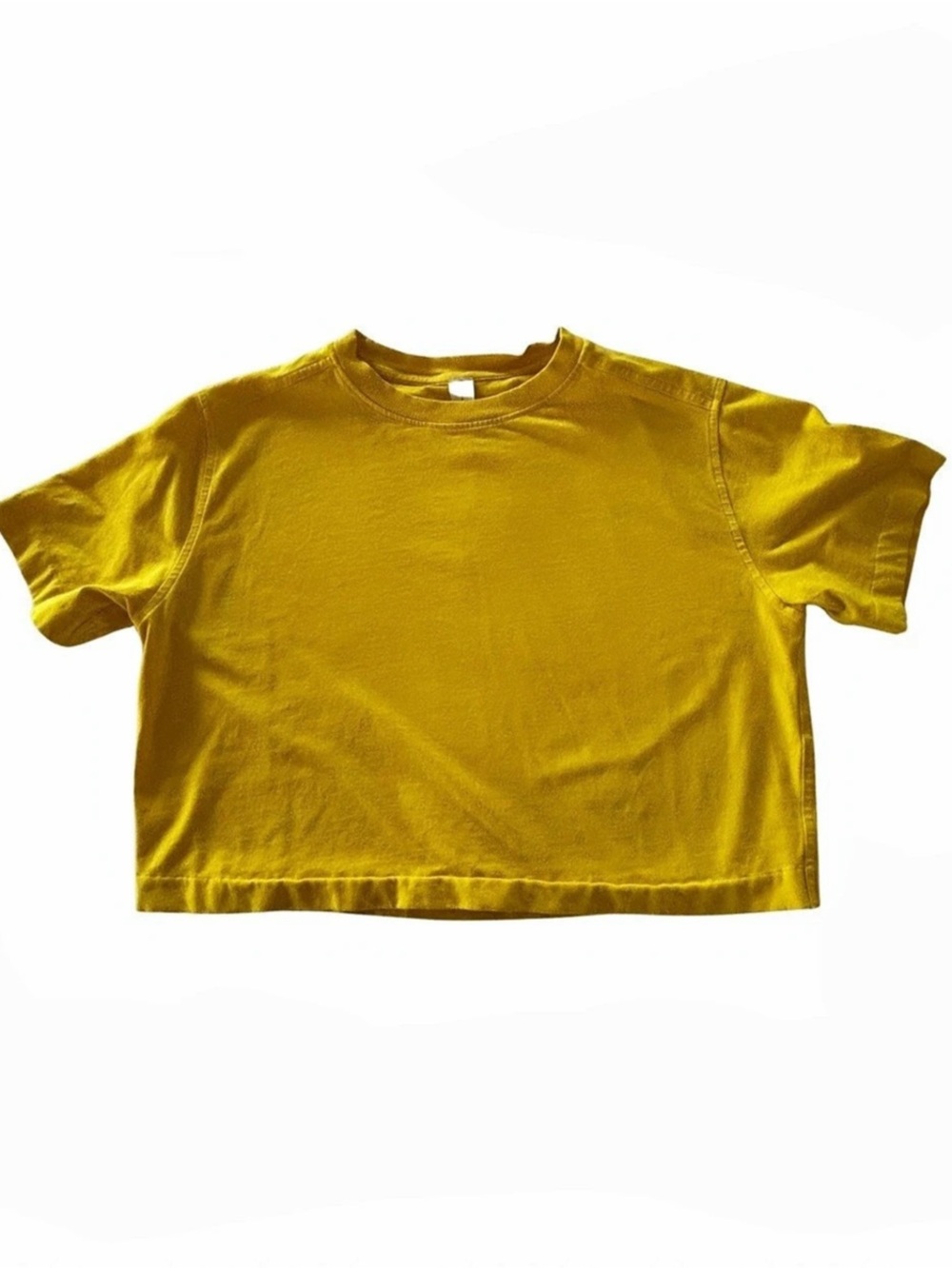 lululemon Cates T-Shirt Cropped Tee Yellow Small